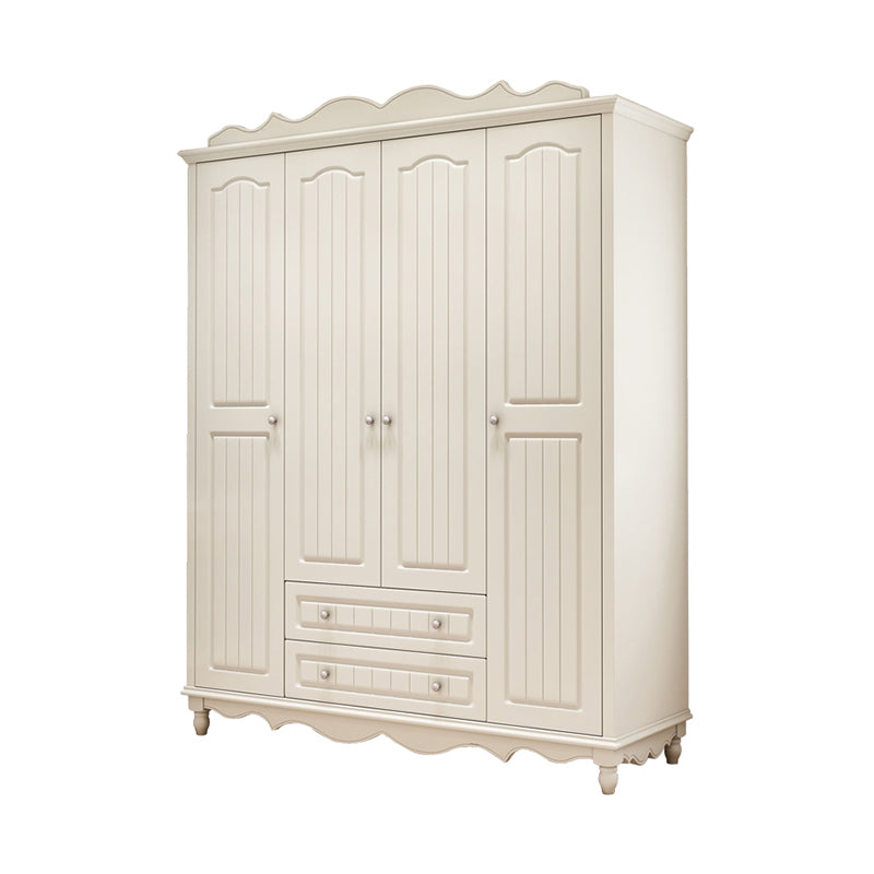 White Rubberwood Wardrobe Armoire Modern Wardrobe Closet with Legs