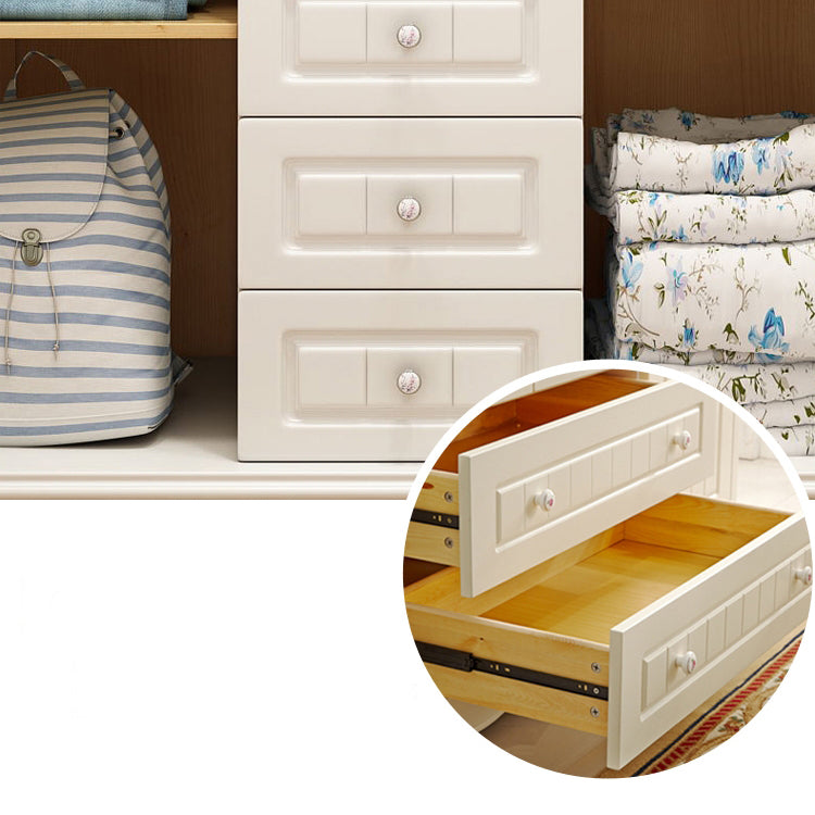 White Rubberwood Wardrobe Armoire Modern Wardrobe Closet with Legs