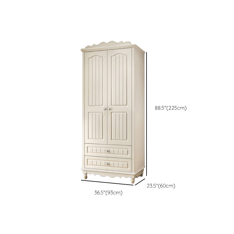 White Rubberwood Wardrobe Armoire Modern Wardrobe Closet with Legs