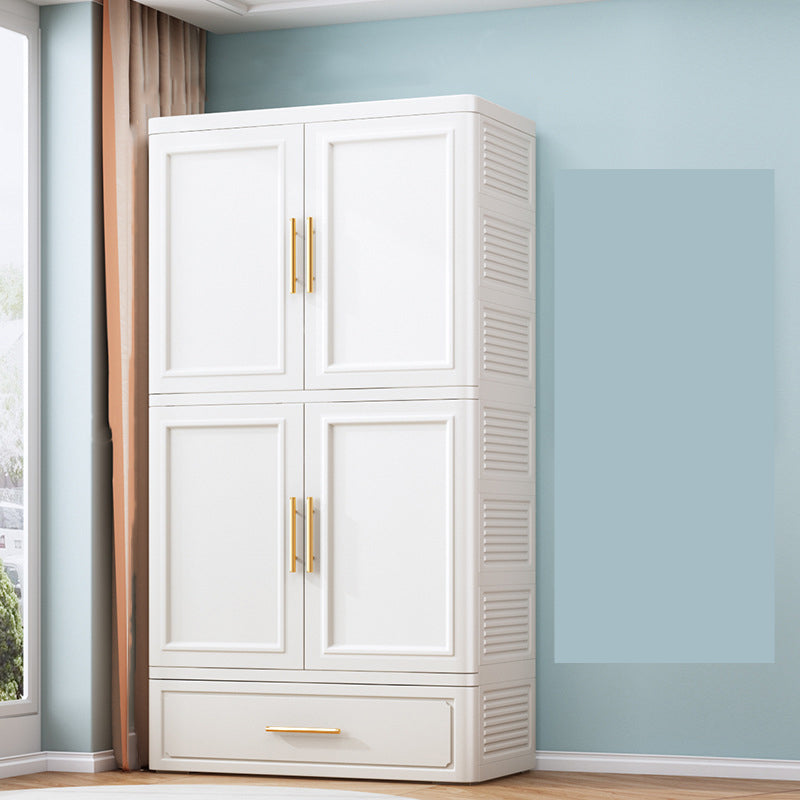 Plastic Wardrobe Cabinet with Garment Rod Hinged Wardrobe Closet
