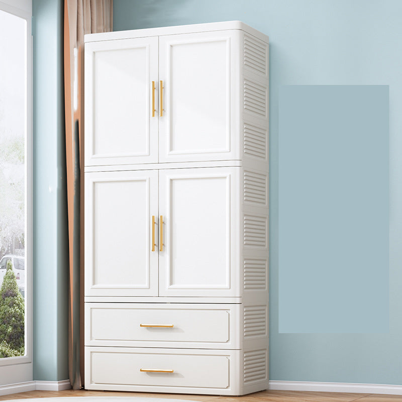 Plastic Wardrobe Cabinet with Garment Rod Hinged Wardrobe Closet