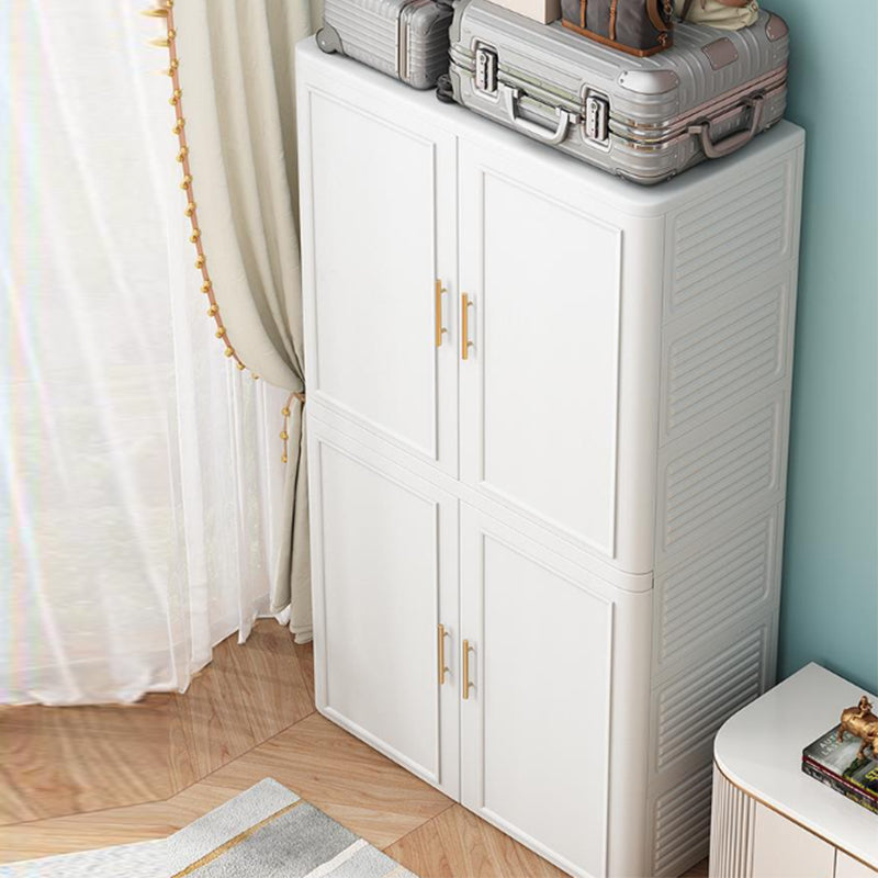 Plastic Wardrobe Cabinet with Garment Rod Hinged Wardrobe Closet