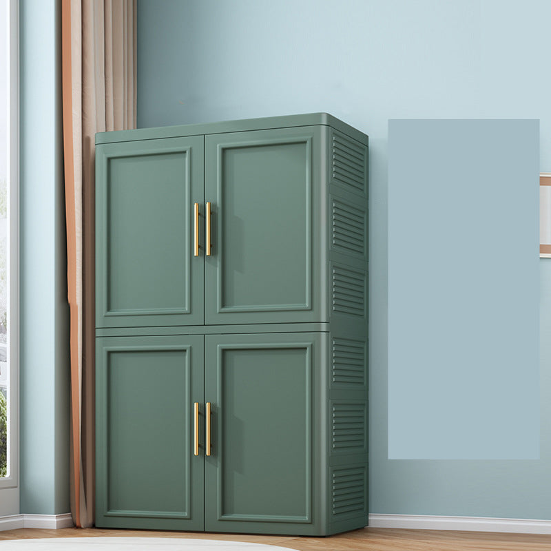 Plastic Wardrobe Cabinet with Garment Rod Hinged Wardrobe Closet