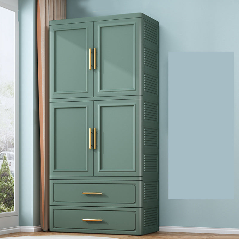 Plastic Wardrobe Cabinet with Garment Rod Hinged Wardrobe Closet