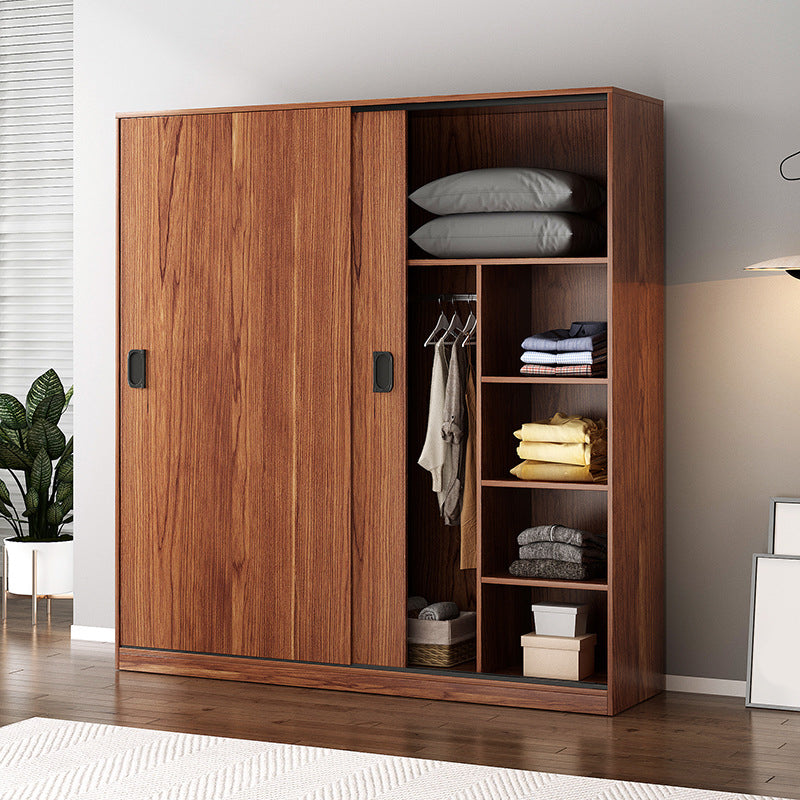 Contemporary Wardrobe Closet with Garment Rod Wooden Wardrobe Cabinet
