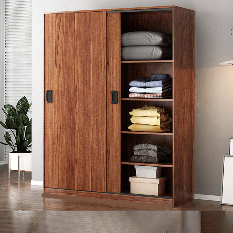 Contemporary Wardrobe Closet with Garment Rod Wooden Wardrobe Cabinet