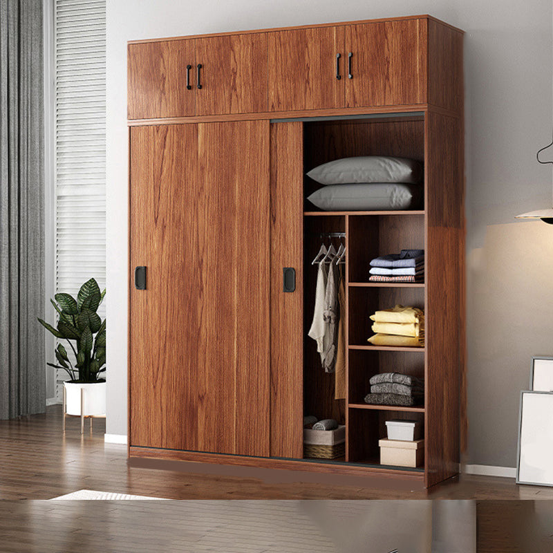 Contemporary Wardrobe Closet with Garment Rod Wooden Wardrobe Cabinet