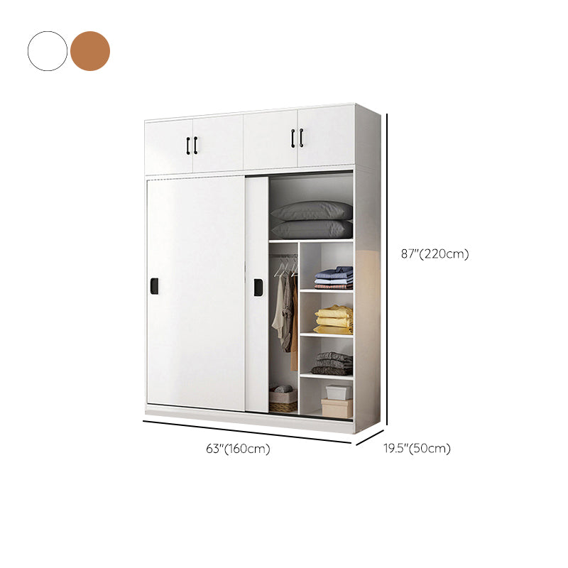 Contemporary Wardrobe Closet with Garment Rod Wooden Wardrobe Cabinet