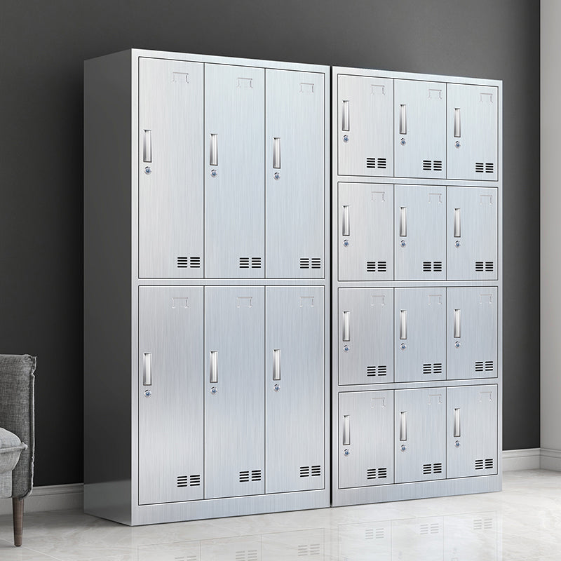 Modern Chrome Storage Cabinet for Bathroom Metal Cabinet with Hinged Doors