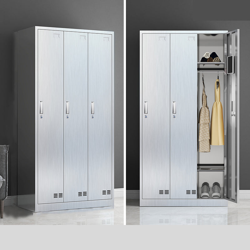 Modern Chrome Storage Cabinet for Bathroom Metal Cabinet with Hinged Doors