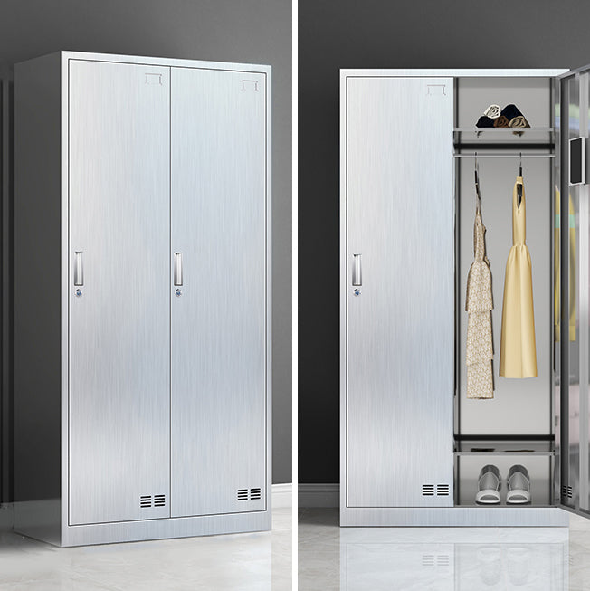 Modern Chrome Storage Cabinet for Bathroom Metal Cabinet with Hinged Doors