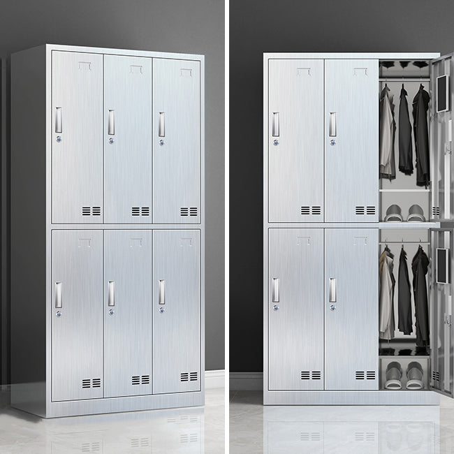 Modern Chrome Storage Cabinet for Bathroom Metal Cabinet with Hinged Doors