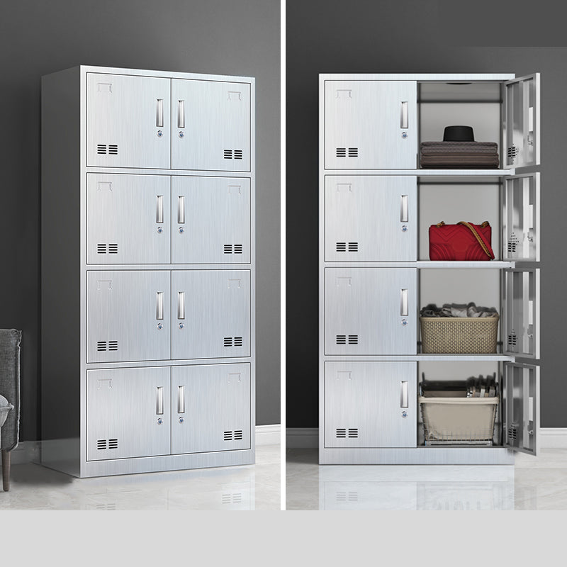 Modern Chrome Storage Cabinet for Bathroom Metal Cabinet with Hinged Doors