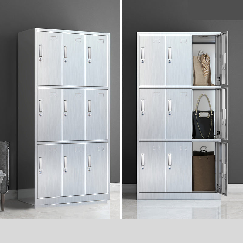 Modern Chrome Storage Cabinet for Bathroom Metal Cabinet with Hinged Doors