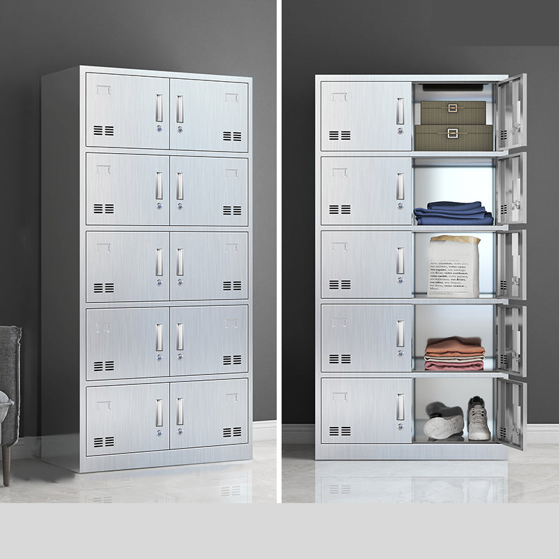 Modern Chrome Storage Cabinet for Bathroom Metal Cabinet with Hinged Doors