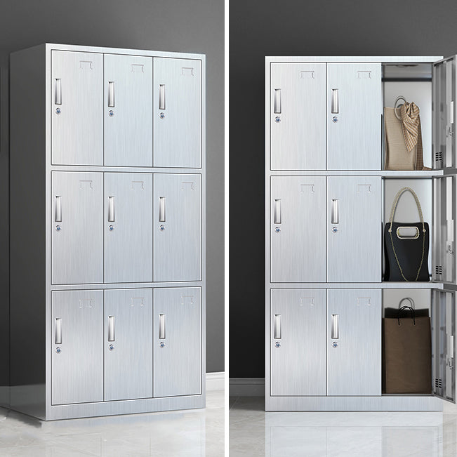 Modern Chrome Storage Cabinet for Bathroom Metal Cabinet with Hinged Doors