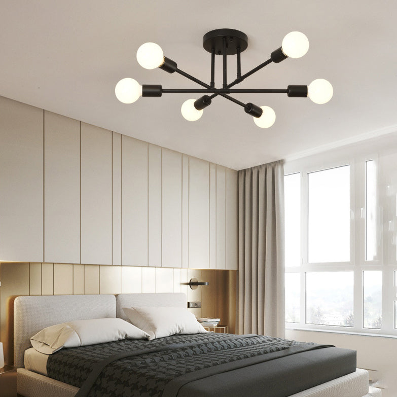 Modern Sputnik Shape Flush Mount Light Fixtures Metal Flush Mount Ceiling Light