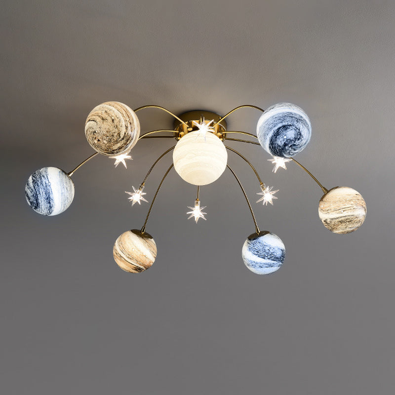 Modern Ceiling Light Glass Shade Flush Mount Lighting Fixture for Bedroom