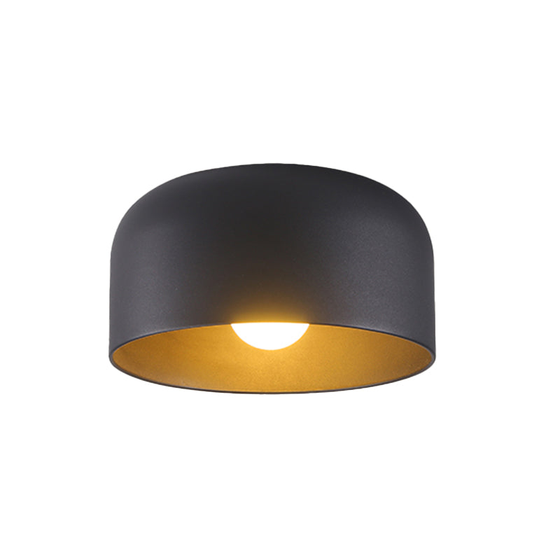 Dome / Cone 1 - Light Flush Mount in Black / White Finish Iron Modern Flush