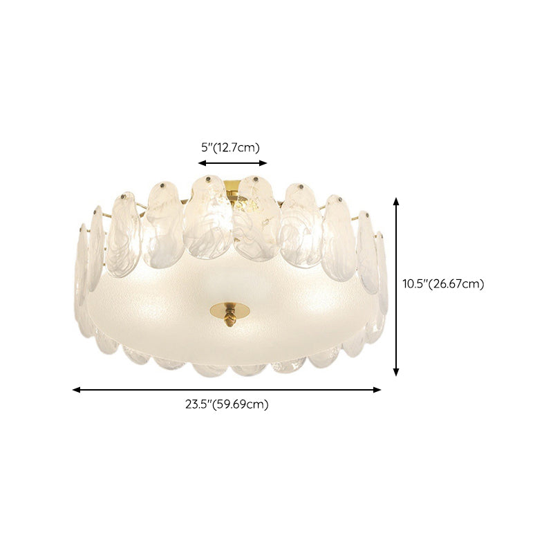 Contemporary Ceiling Lamp Glass Shade Flush Mount Lighting Fixture for Bedroom