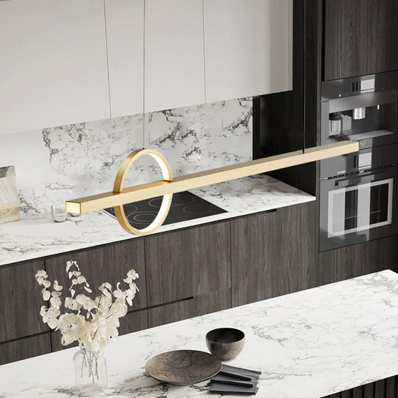 Nordic LED Island Lighting Fixture Minimalist Metallic Pendant Light for Dining Room