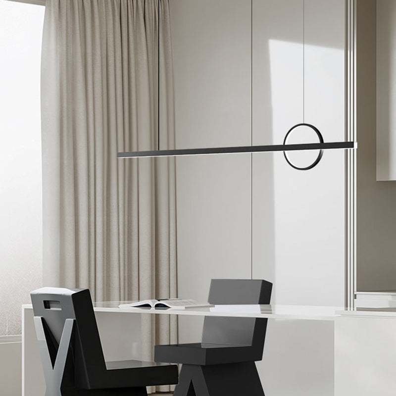 Nordic LED Island Lighting Fixture Minimalist Metallic Pendant Light for Dining Room