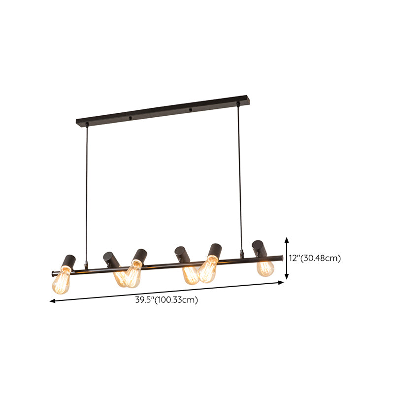 Industrial Style Iron Hanging Lamp Black Island Light Fixture for Dining Table