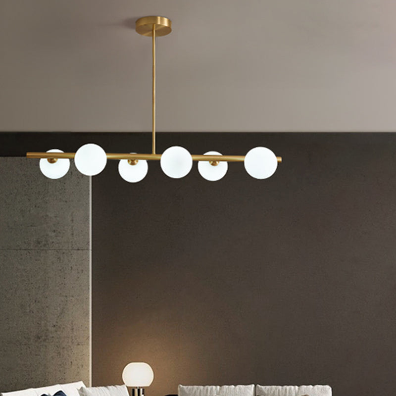 Nordic Style Copper Hanging Lamp Ball Shape Shade Island Light Fixture for Bedroom