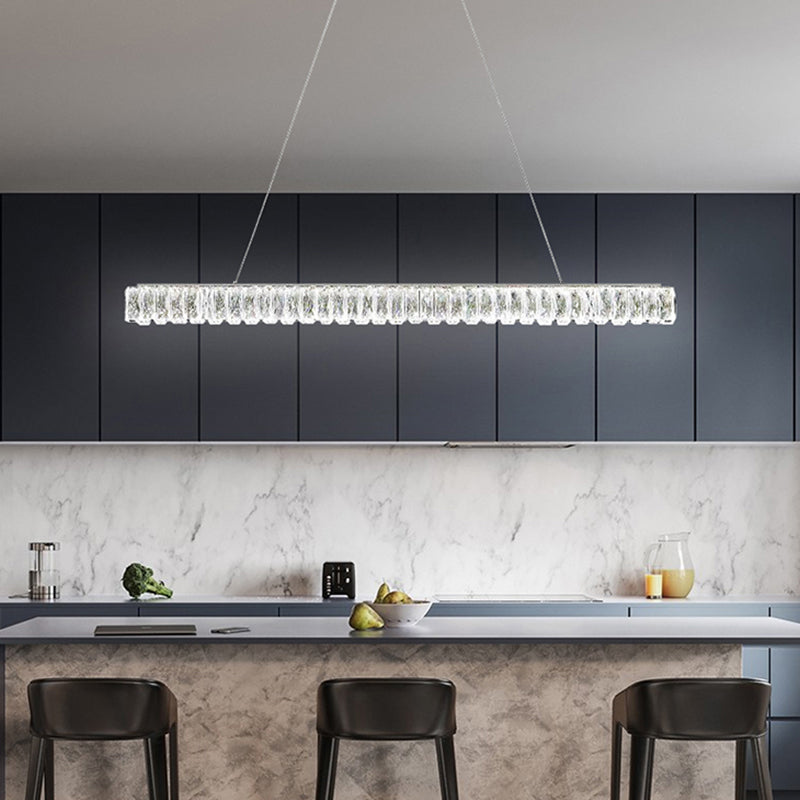 Nordic Style Crystal Hanging Lamp Rectangle Shape Island Light Fixture for Living Room