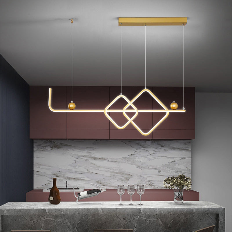 Metal Linear Island Pendant Modern Multiple-Light Island Lighting