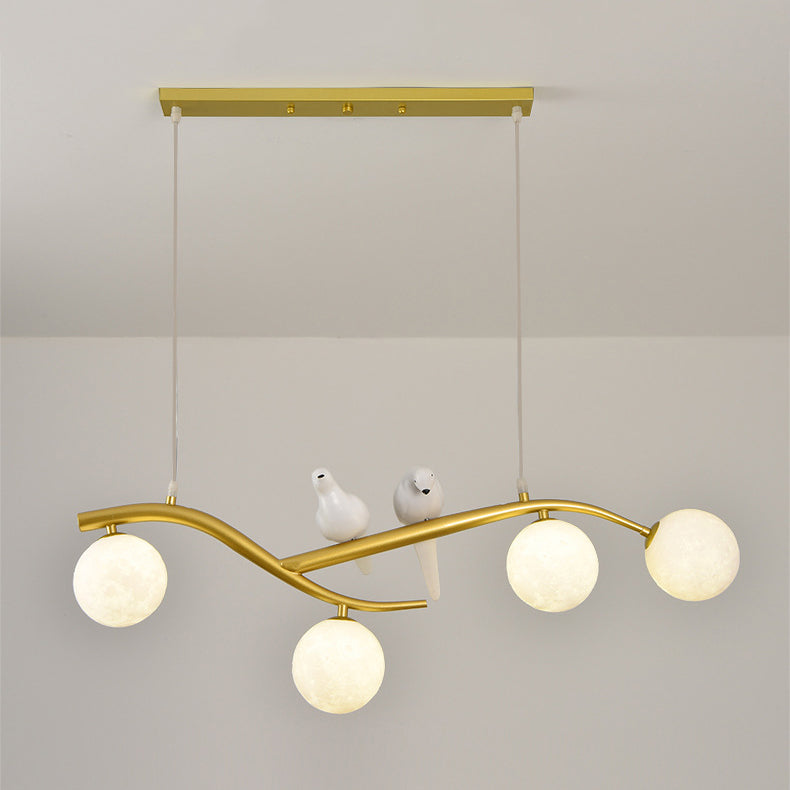 Modern Style Ball Shade Pendant Lighting 4-Lights Glass Hanging Lamp for Dining Room