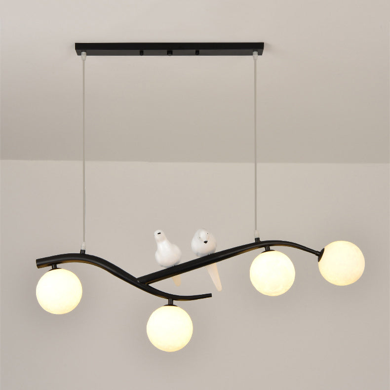 Modern Style Ball Shade Pendant Lighting 4-Lights Glass Hanging Lamp for Dining Room