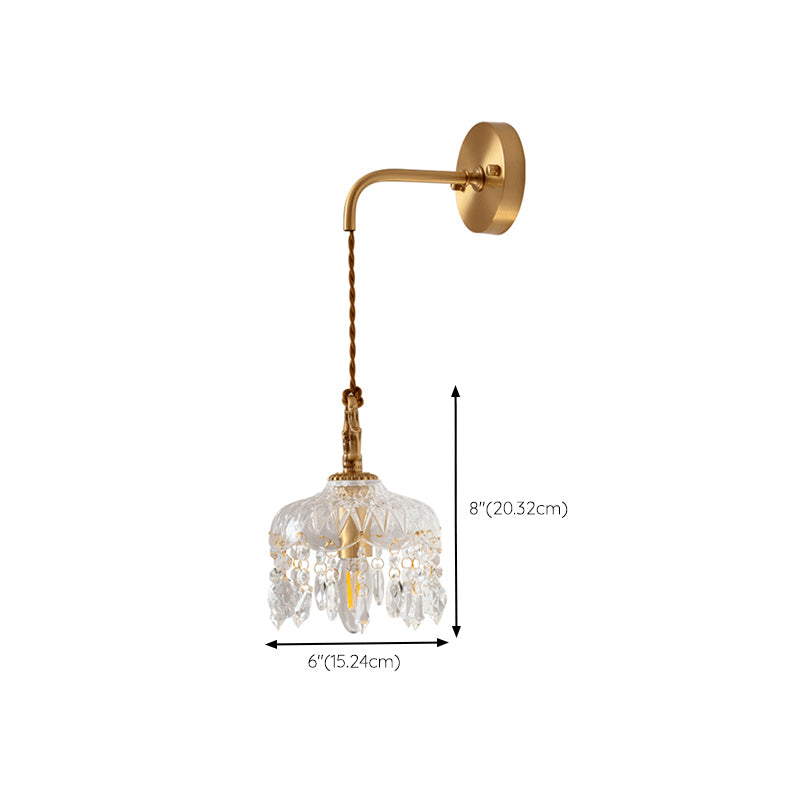 Dome Shape Glass Wall Light Modern Style 1 Light Wall Light Sconce in Gold