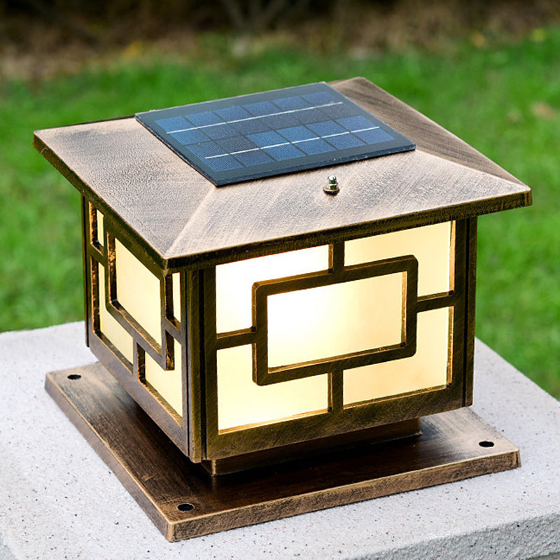 Modern Simple Outdoor Light Square Shape Solar Energy Pillar Lamp for Outdoor