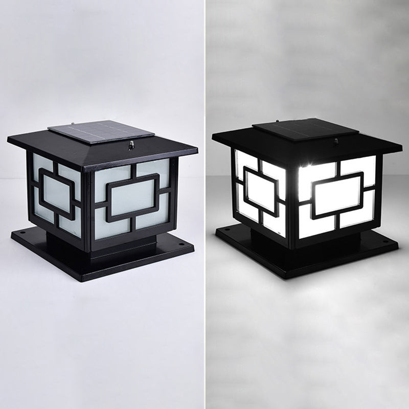Modern Simple Outdoor Light Square Shape Solar Energy Pillar Lamp for Outdoor