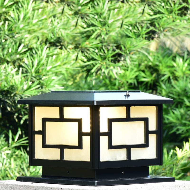 Modern Simple Outdoor Light Square Shape Solar Energy Pillar Lamp for Outdoor