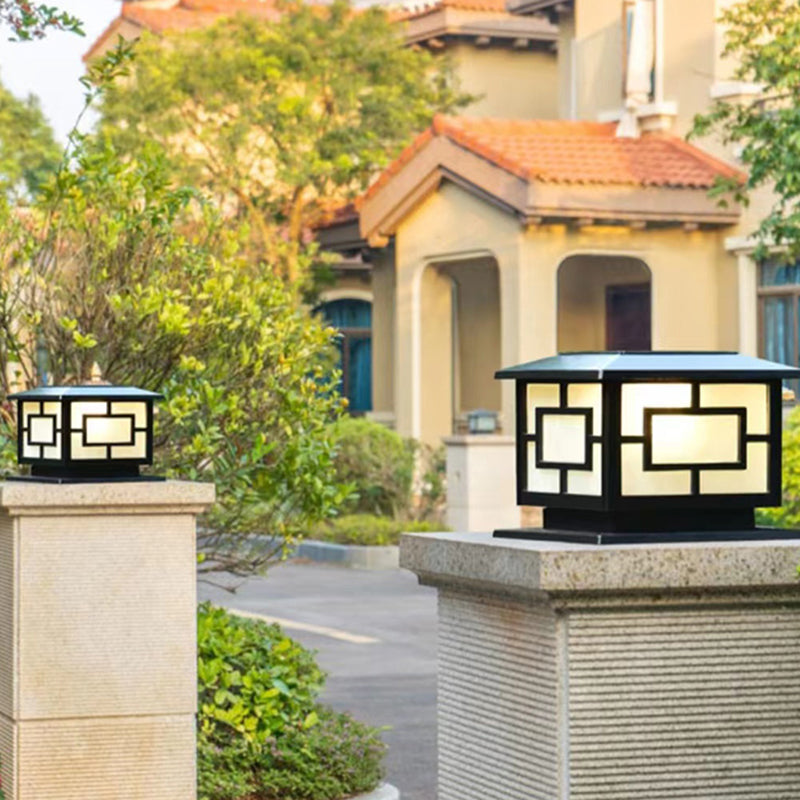 Modern Simple Outdoor Light Square Shape Solar Energy Pillar Lamp for Outdoor