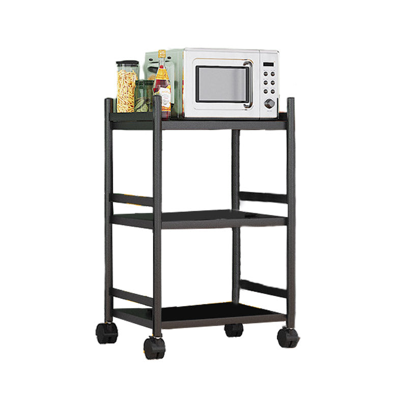 Modern Dining Room Prep Table Black Kitchen Trolley with Locking Wheels