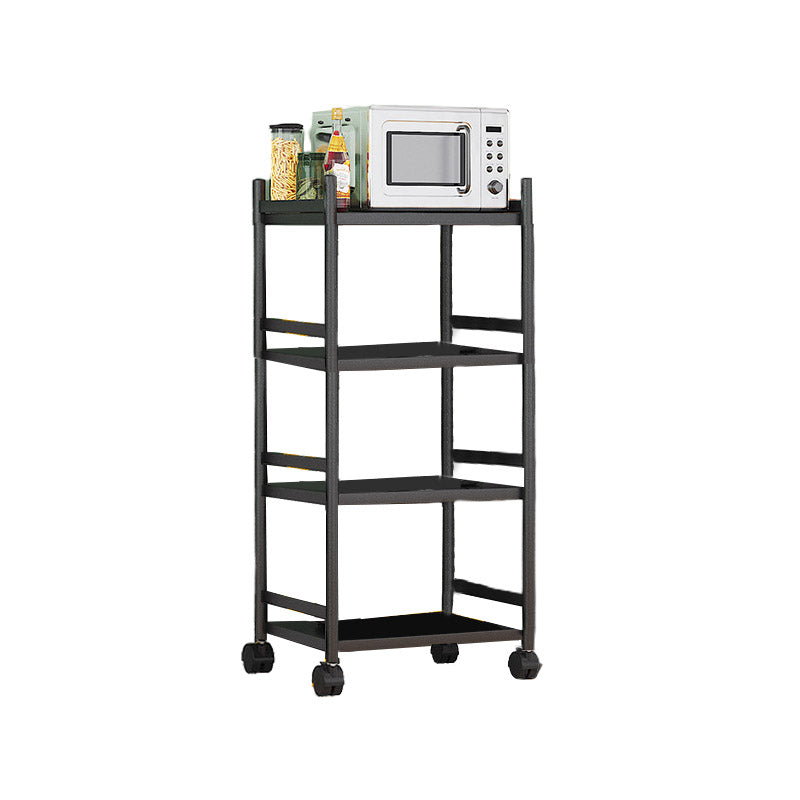 Modern Dining Room Prep Table Black Kitchen Trolley with Locking Wheels