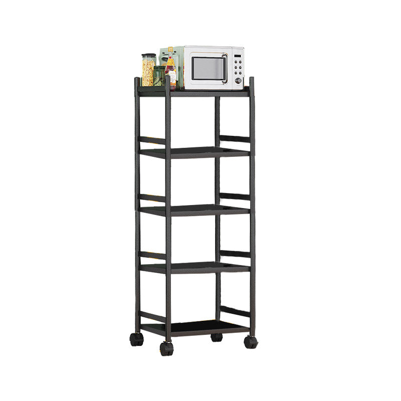 Modern Dining Room Prep Table Black Kitchen Trolley with Locking Wheels
