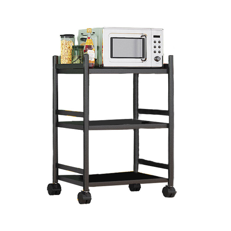 Modern Dining Room Prep Table Black Kitchen Trolley with Locking Wheels
