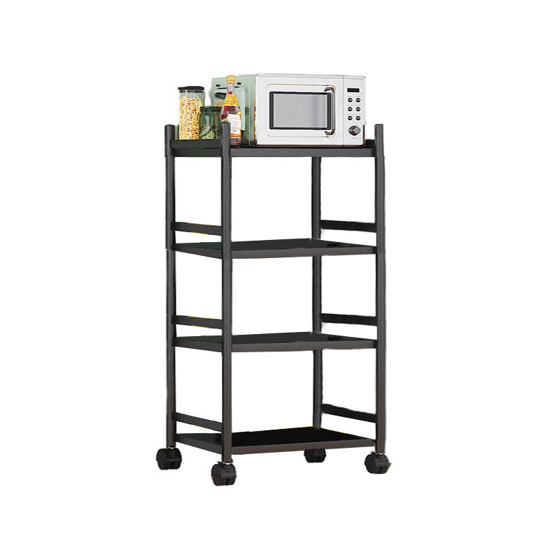 Modern Dining Room Prep Table Black Kitchen Trolley with Locking Wheels