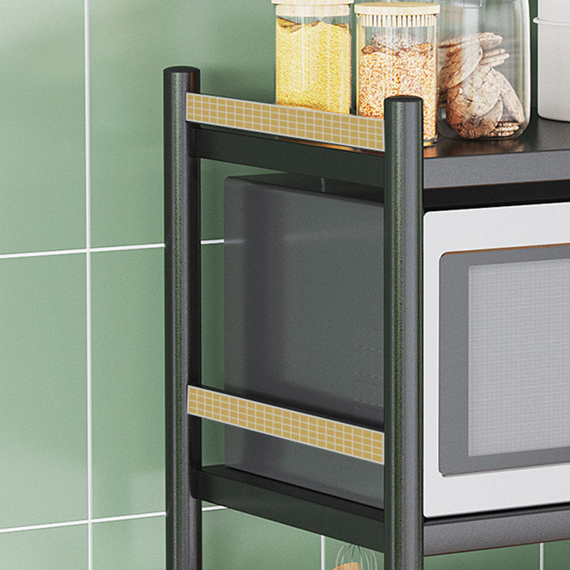 Modern Dining Room Prep Table Black Kitchen Trolley with Locking Wheels