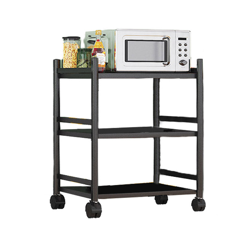 Modern Dining Room Prep Table Black Kitchen Trolley with Locking Wheels