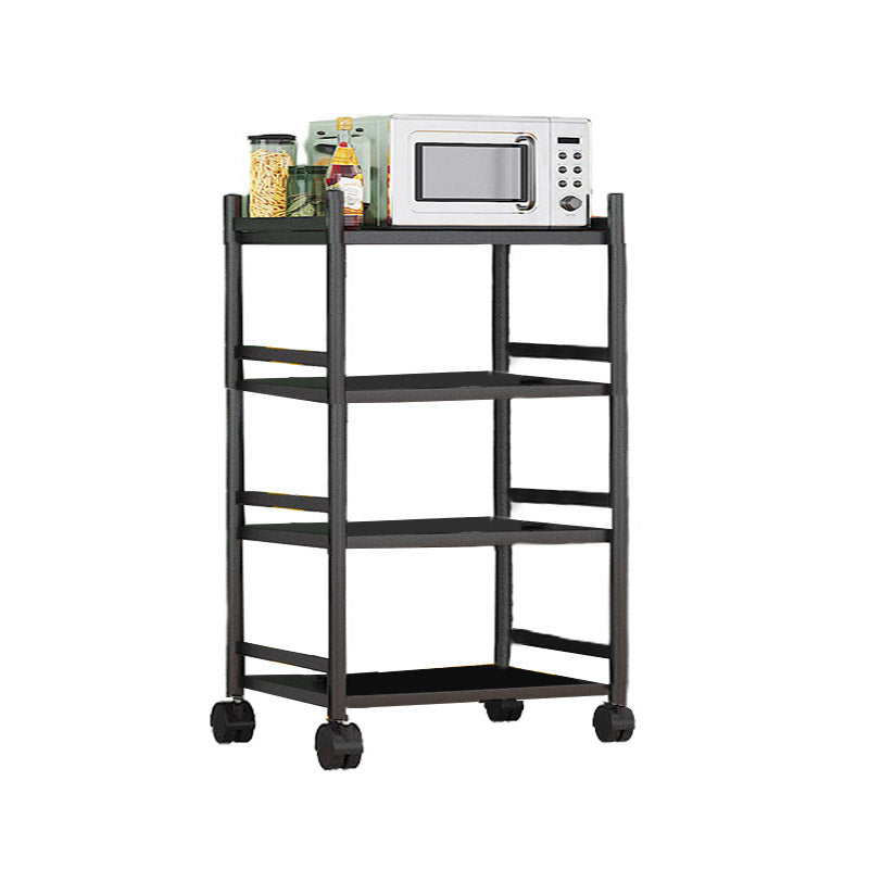 Modern Dining Room Prep Table Black Kitchen Trolley with Locking Wheels