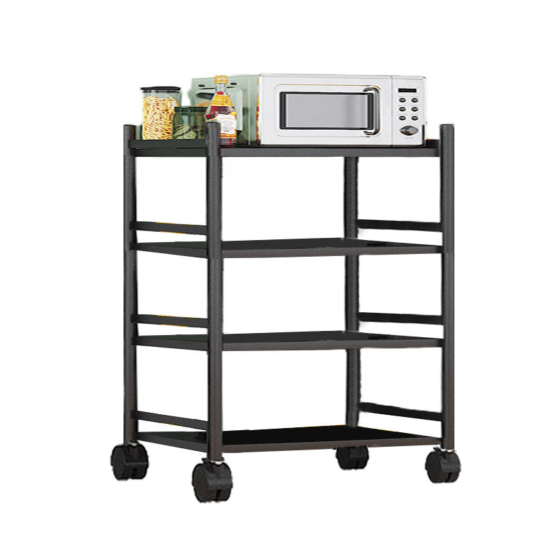 Modern Dining Room Prep Table Black Kitchen Trolley with Locking Wheels