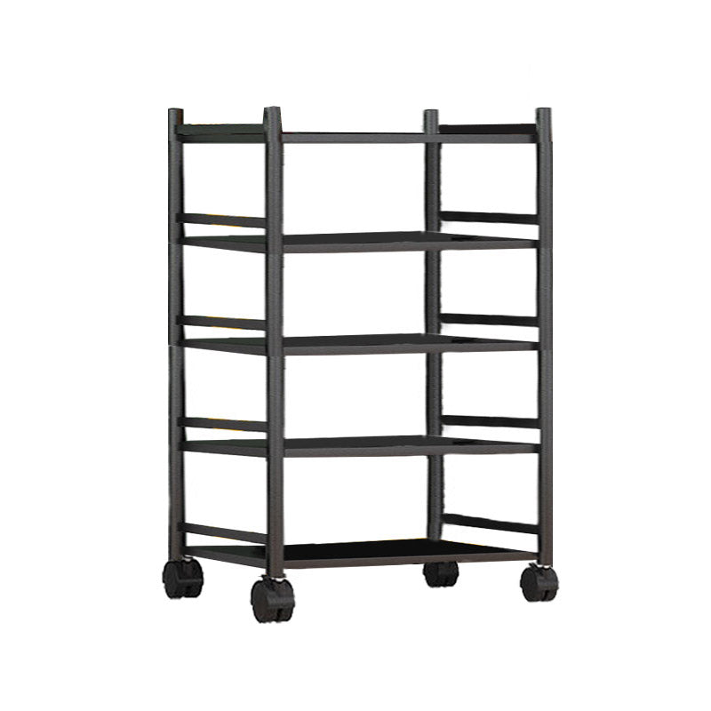 Modern Dining Room Prep Table Black Kitchen Trolley with Locking Wheels