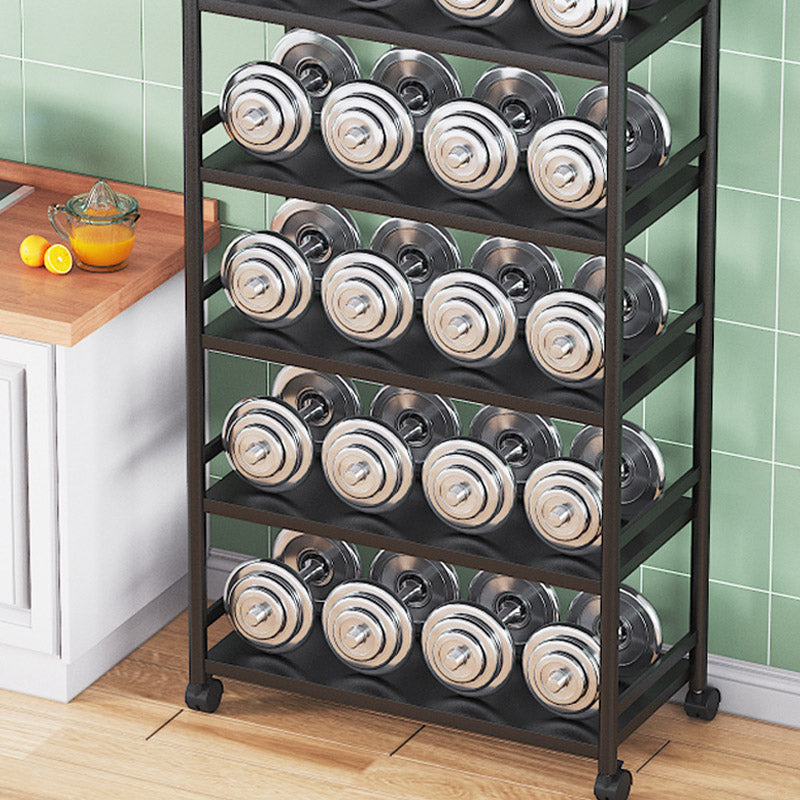 Modern Dining Room Prep Table Black Kitchen Trolley with Locking Wheels