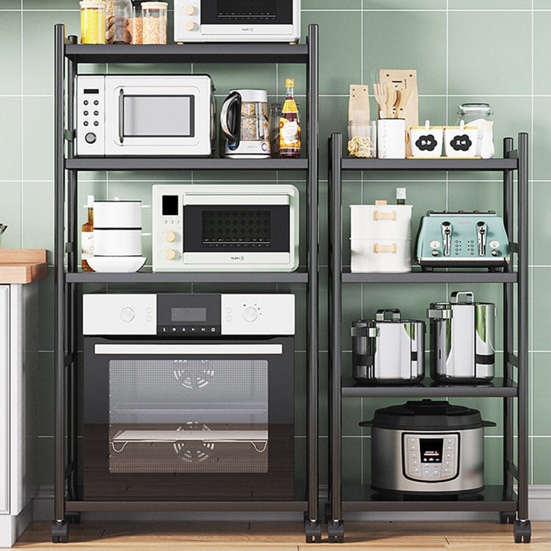 Modern Dining Room Prep Table Black Kitchen Trolley with Locking Wheels