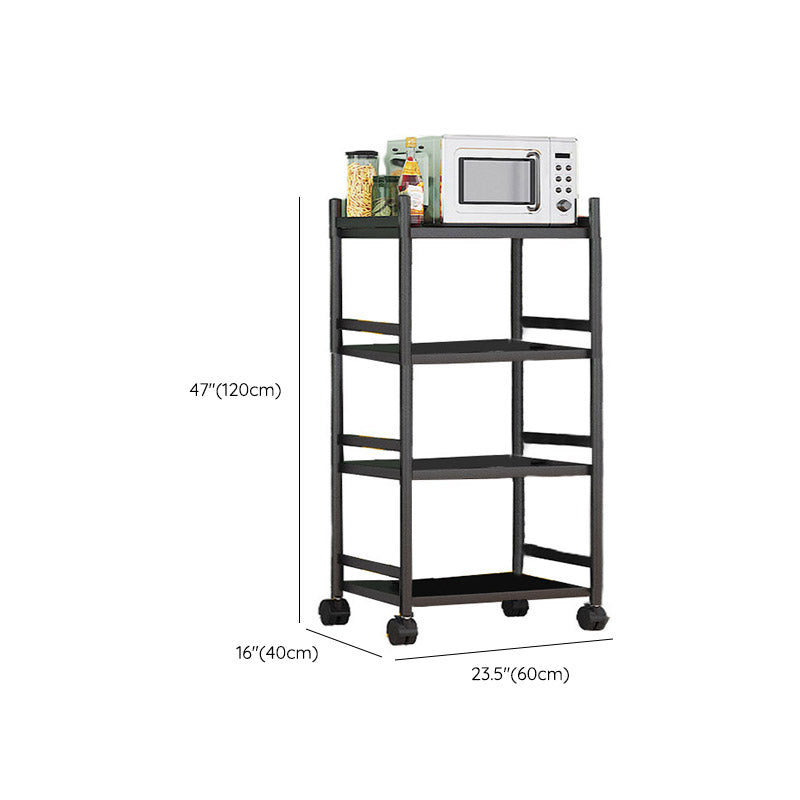 Modern Dining Room Prep Table Black Kitchen Trolley with Locking Wheels